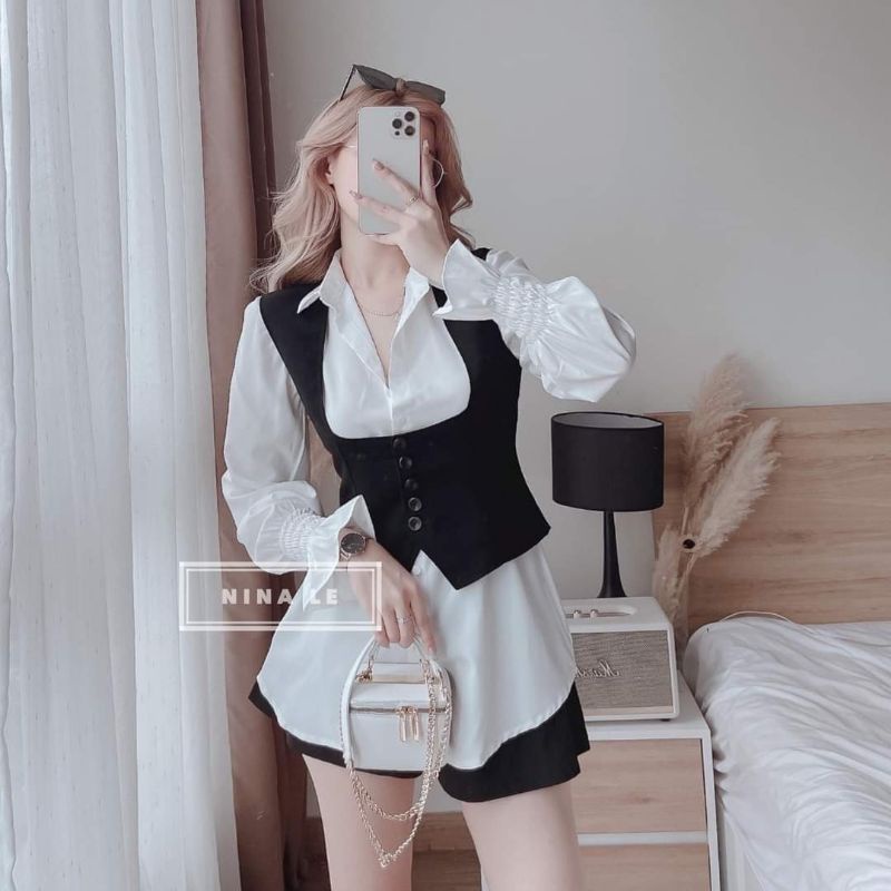 SET ÁO 3 MÓN SƠ MI KÈM GILE VỚI QUẦN NGẮN BIGSIZE