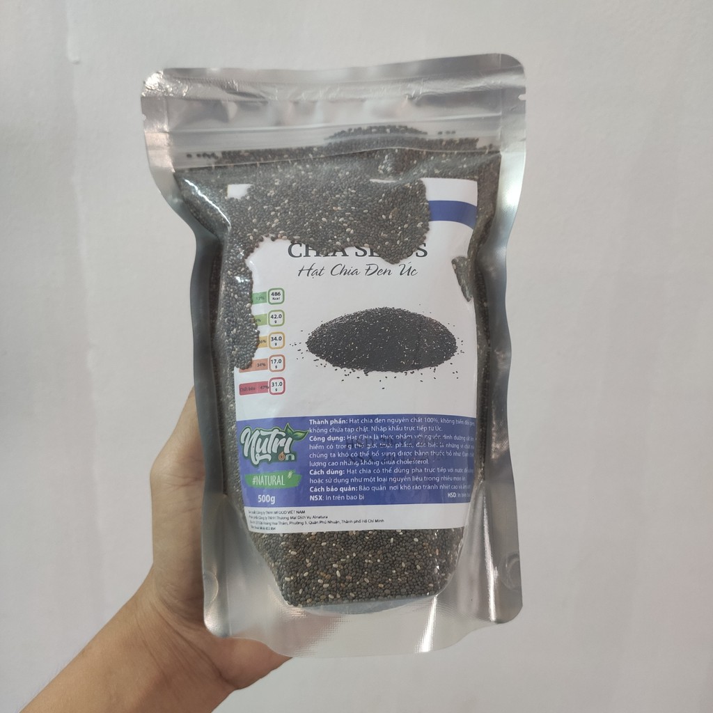 Hạt chia Úc thương hiệu Nutrion Store mới nhất túi 500g ít hạt lép