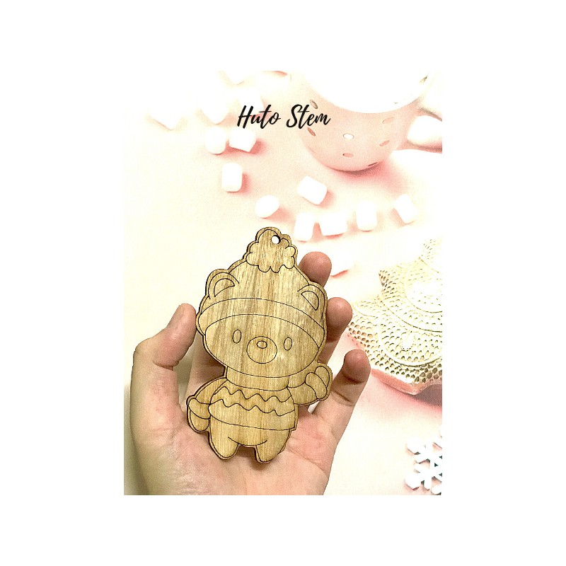 Tô Màu Giáng Sinh, Tô Màu Gỗ Tự Chọn Mẫu, Tặng Kèm Dây Gai Trang Trí, Tô Màu Noel