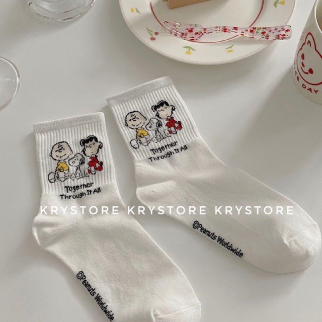 Tất nữ cao cổ trắng SNOOPY cute dễ thương TC02