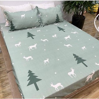 Bộ Ga Gối Poly Cotton hươu loại đẹp bo chun đủ kích thước + vỏ gối ôm, chất mềm, không phai, không xù lông.