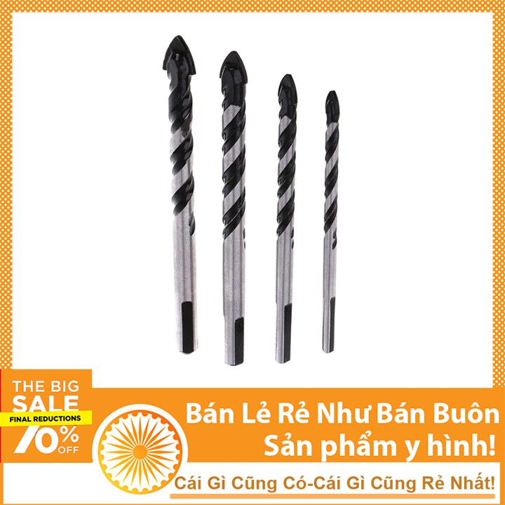 Bộ 4 Mũi Khoan Bê Tông Đuôi Gài Đường Kính 6,8,10,12mm