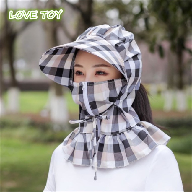 Mũ Vành Rộng Chống Nắng Bằng Cotton Có Quạt Và Dây Đeo Bảo Vệ Chống Tia Uv Dành Cho Nữ Đi Ngoài Trời