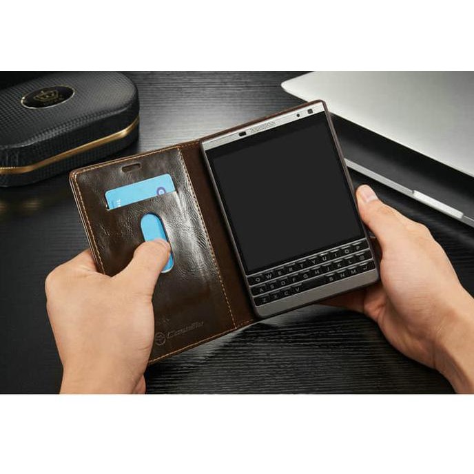 Bao Da Điện Thoại Nắp Lật Màu Bạc Cho Blackberry Passport Ốp