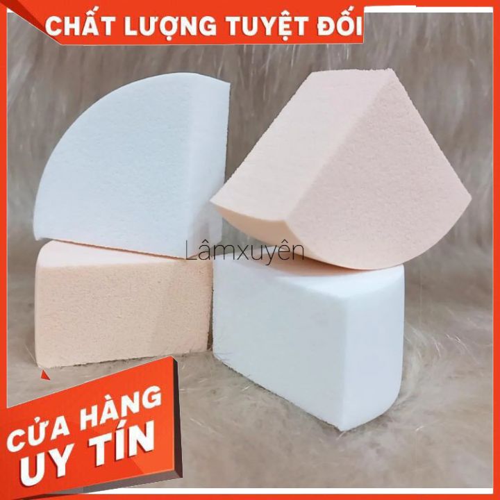 VACOSI QUARTER SPONGE 4PCS BP27 _ bông phấn  ướt tam giác vuông (bịch 4 miếng)  FREESHIP  bông mềm mịn dễ tán tiện lợi