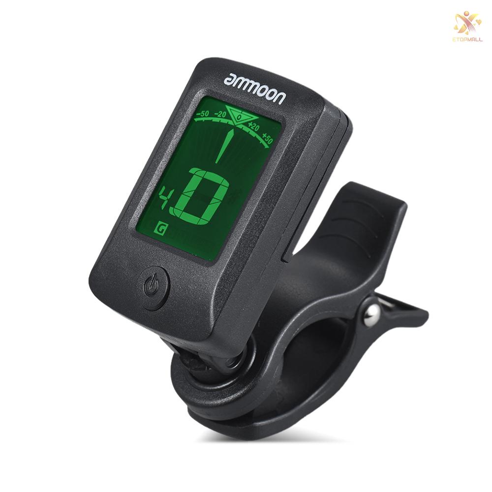 ET ammoon AT-07 Digital Electronic Clip-On Tuner LCD Screen for Guitar Chromatic Bass Ukulele C/ D Violin