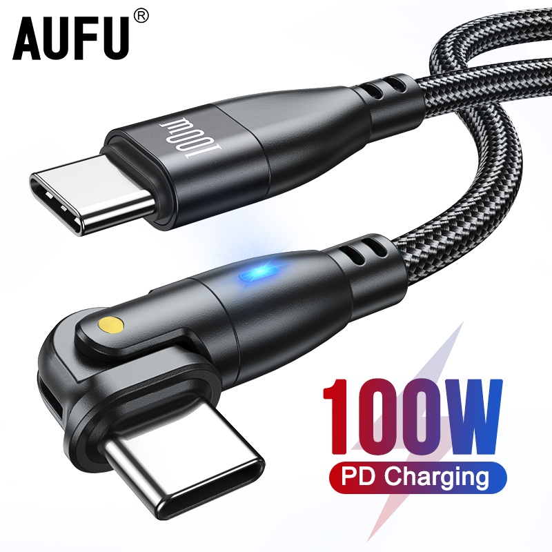 Dây cáp sạc nhanh AUFU 180 độ 60W cổng USB C sang USB C 3A cho điện thoại