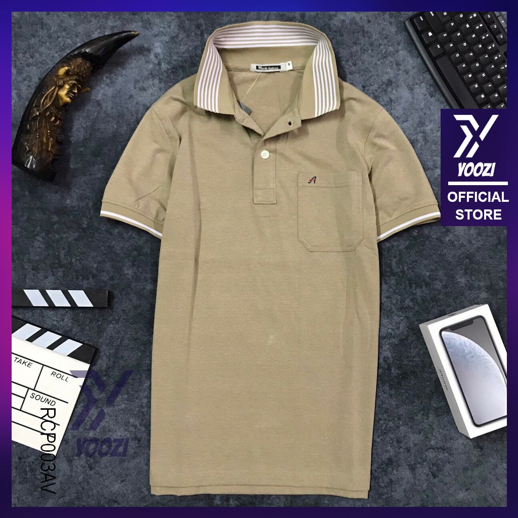 Áo thun nam có cổ có túi trơn tay ngắn cao cấp AE RCP003AV - áo phông nam cotton YOOZI