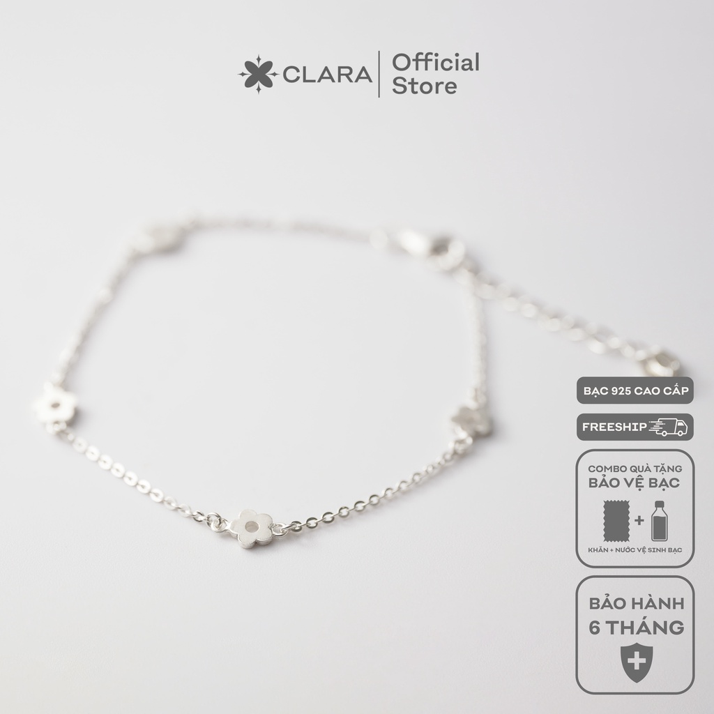 Vòng tay bạc nữ charm hoa Clara lắc tay bạc 925 mix tiny flowers thời trang cá tính có xi vàng