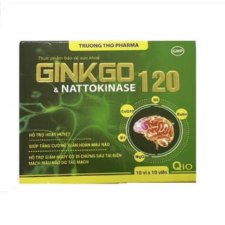 Ginkgo & Nattokinase 120 (Hộp 100 viên) - TPBVSK - Tăng cường tuần hoàn não, viên uống bổ não, đột quỵ.