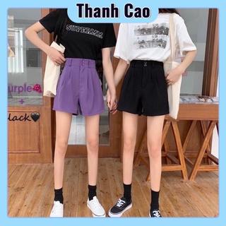 Quần short nữ đen_tím vải tuyết mưa