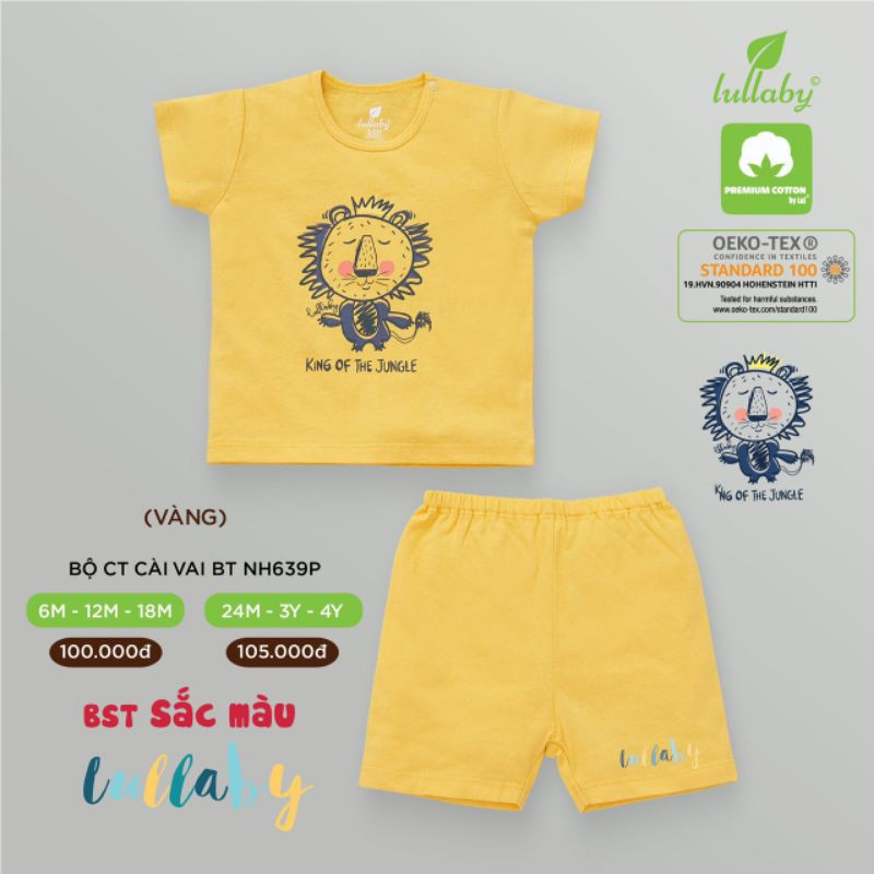  Bộ QA cộc tay cài vai bé trai Lullaby (6m-4y) [NH639P]