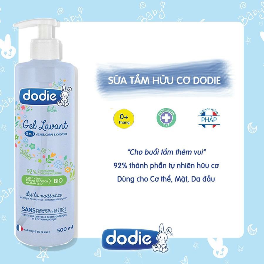 Sữa Tắm Gội Toàn Thân Em Bé Dodie Nguyên Liệu Hữu Cơ 3 Trong 1 Dodie - 500ml - 1000ml