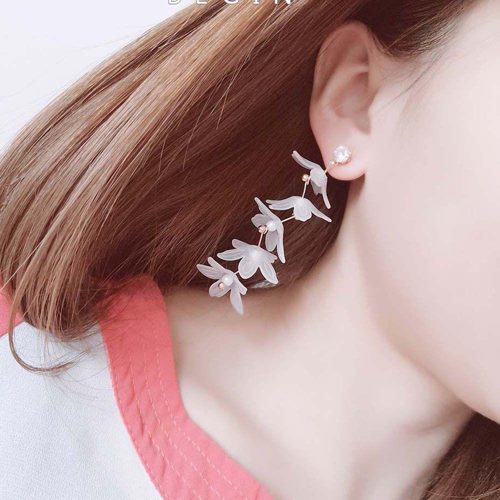 Khuyên Tai Tua Rua Dáng Dài Mặt Hình Hoa Đính Ngọc Trai Acrylic Nhiều Màu Sắc Cho Nữ
