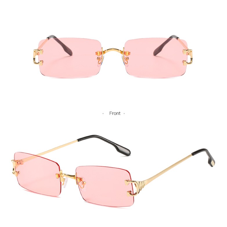 Kính mát gọng kim loại vuông chống tia UV kiểu dáng thời trang dành cho nữ
