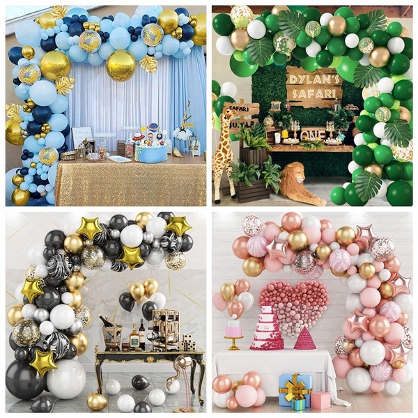❤️Bộ 82 Bong Bóng Màu Hồng Đen Bằng Latex Dùng Trang Trí Tiệc