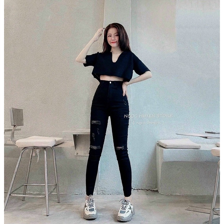 Quần jeans nữ lưng cao ôm body, quần bò nữ lưng siêu cao mã 07