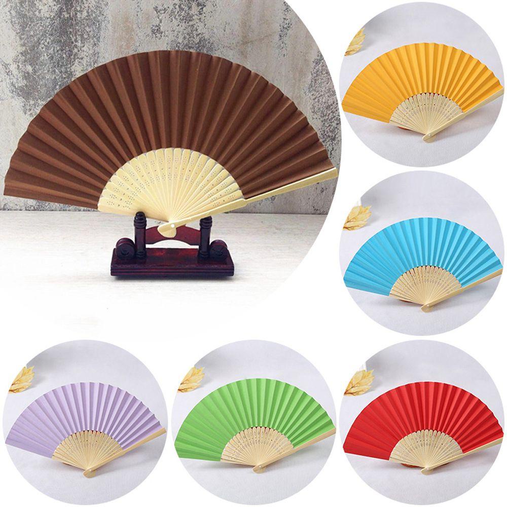 Quạt Xếp Cầm Tay Bằng Tre Màu Trơn Phong Cách Vintage Dùng Làm Đạo Cụ Chụp Ảnh Cưới