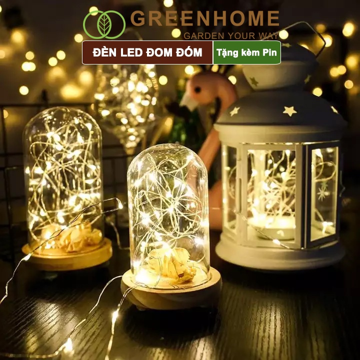 Đèn led đom đóm fairy lights Greenhome, 1 mét, 3 chế độ sáng, tặng kèm pin, chịu nước, trang trí khung tranh, lễ hội | BigBuy360 - bigbuy360.vn