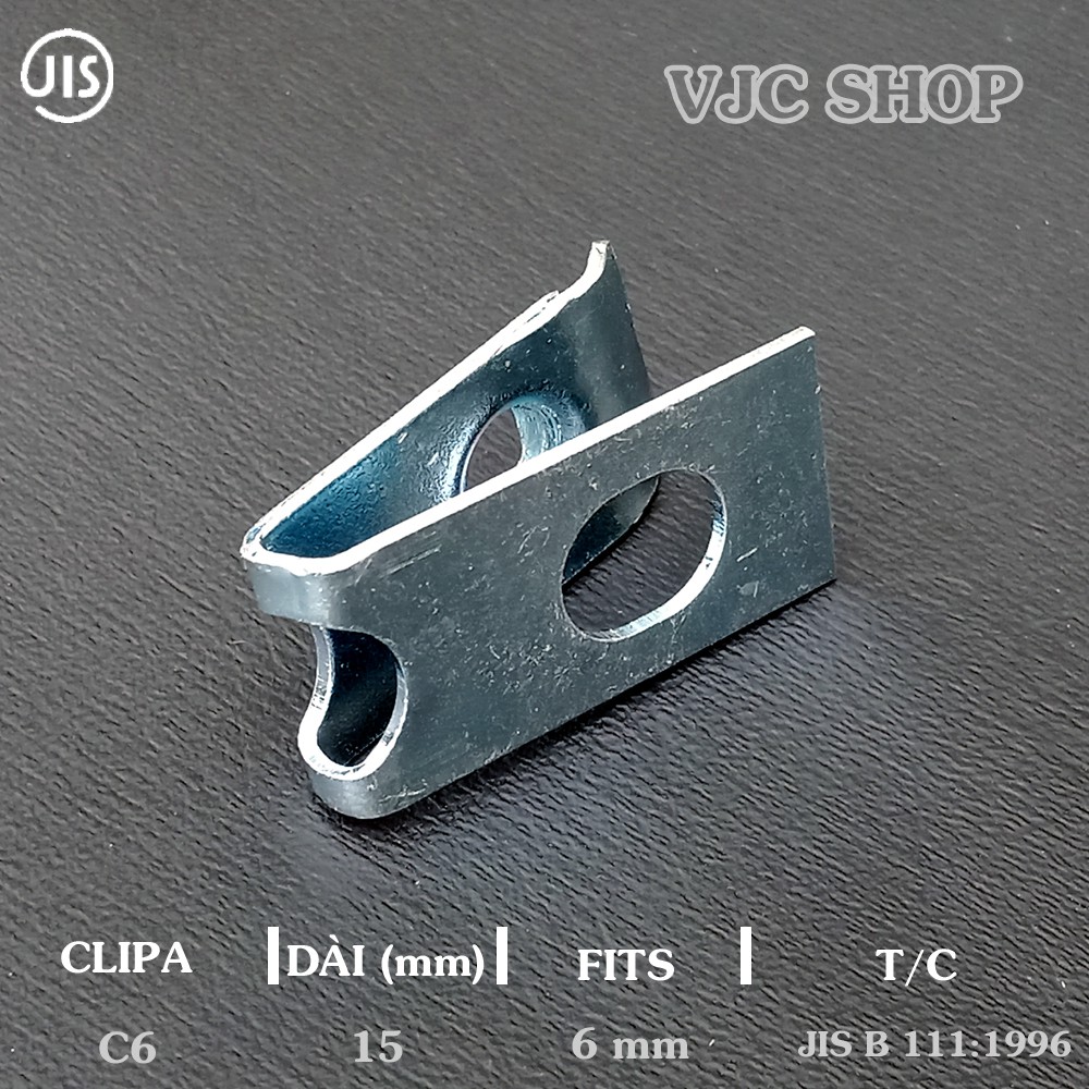 2 cái kẹp 6mm bằng thép mạ chống gỉ màu sáng trắng cho dàn áo xe máy