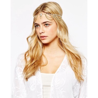 Vòng đội đầu headchain hột đá vàng phong cách boho (CÓ SẴN - HOẢ TỐC)