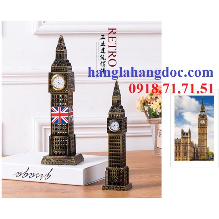 Mô hình tháp Big Ben cao 30cm bằng kim loại, trang trí độc đáo &amp; sang trọng