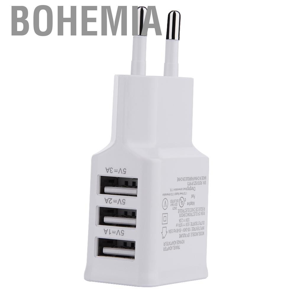 Đầu Sạc 3 Cổng Usb Gắn Tường Phong Cách Bohemia 100-220v