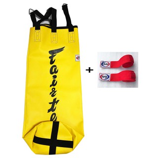 Võ bao cát boxing cao cấp 120cm fairtex 1  lớp có đai cường lực thân bao có 03 màu vàng đen đỏ tặng băng quấn tay 4m