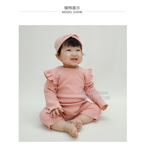 Bộ Body kèm Tuban Cho Bé 0-2 tuổi style Hàn Quốc Cotton mềm dài tay thu đông