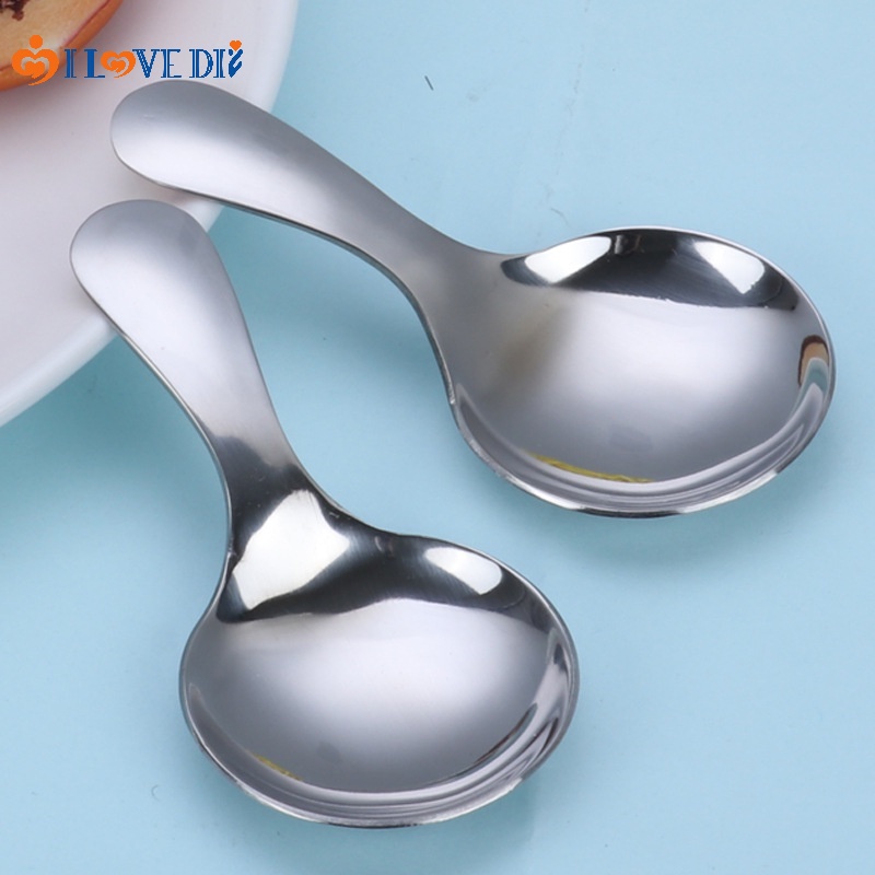 Muỗng Múc Kem Bằng Thép Không Gỉ Tay Cầm Ngắn Màu Bạc
