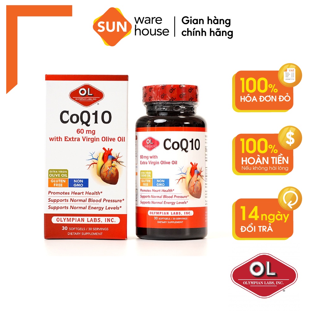 Viên Uống Olympian Labs CoQ10 60mg Hỗ Trợ Sức Khỏe Tim Mạch - Hộp 30 Viên