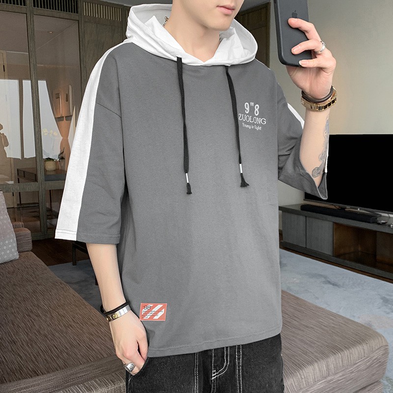 Áo Hoodie Ngắn Tay Dáng Rộng Thời Trang Mùa Hè Dành Cho Nam Sinh