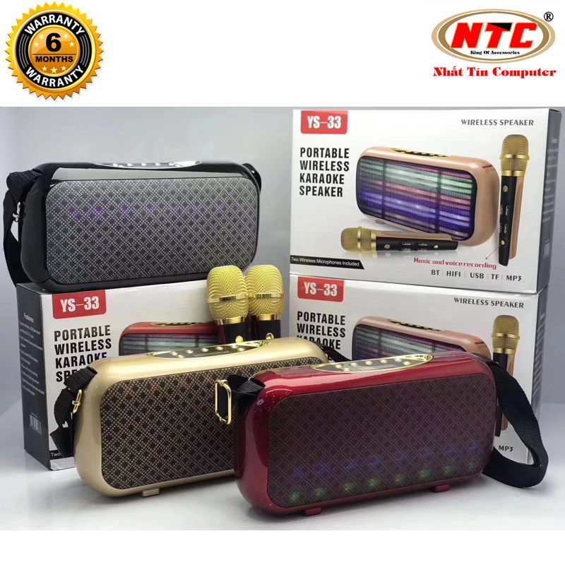 Loa karaoke xách tay kèm 2 micro YS-33 công suất 14W - âm thanh to rõ (Nhiều màu)