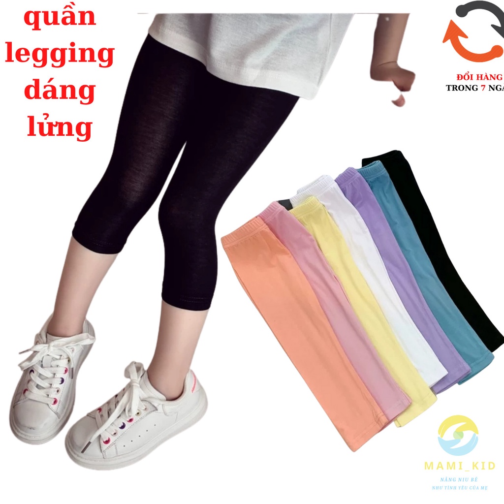 Quần Legging Lửng Cho Bé Gái (DÁNG DÀI Qua Gối) thun tăm SIÊU CO GIÃN 12-45kg mamikid