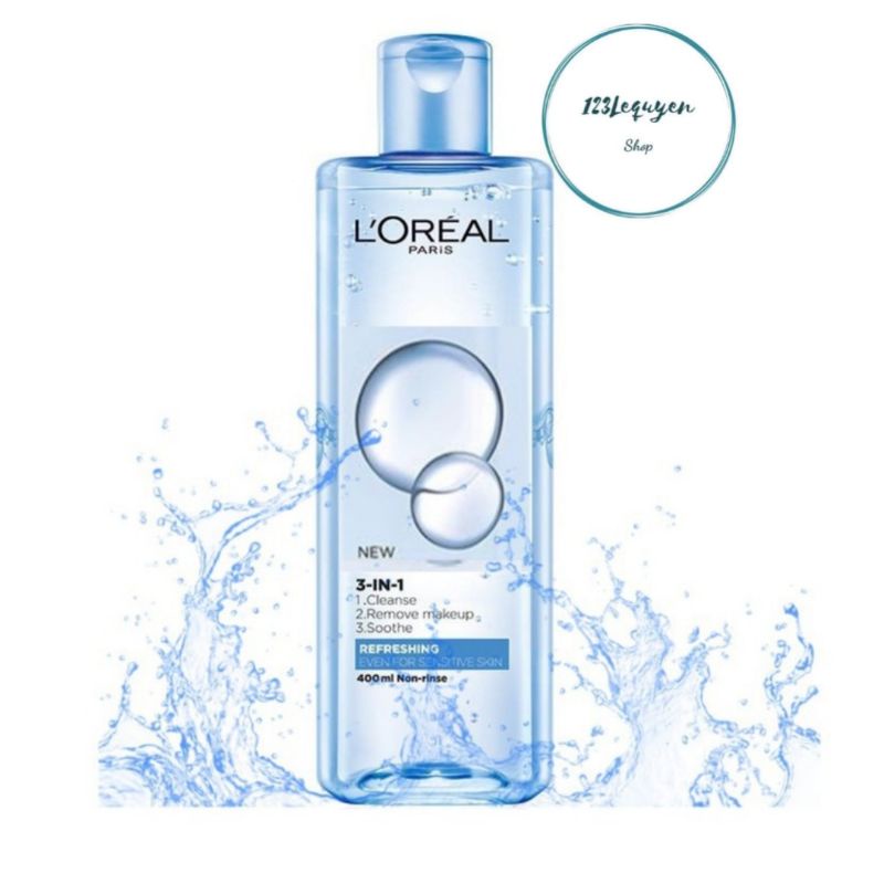 (xanh nhạt) nước Tẩy Trang L’OREAL 3 IN 1 Micellar Water 400ml