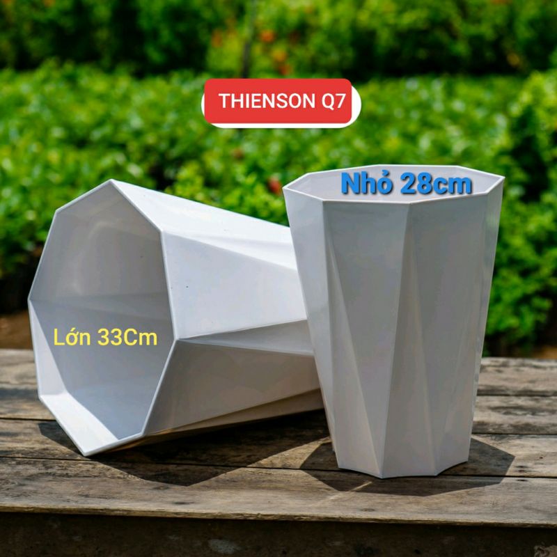 Chậu Nhựa Kim Cương 41*33Cm Xịn & Dày 8 Cạnh Trồng Cây