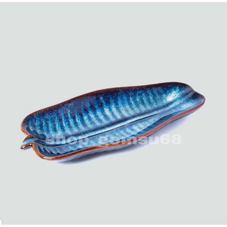 Đĩa hình lá chuối men hỏa biến độc đáo - Đĩa gốm Bát tràng cao cấp
