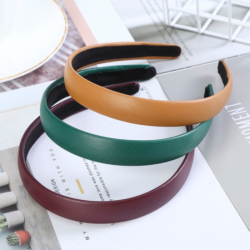 Cài tóc Haimeikang da pu màu trơn thời trang đơn giản cho nữ