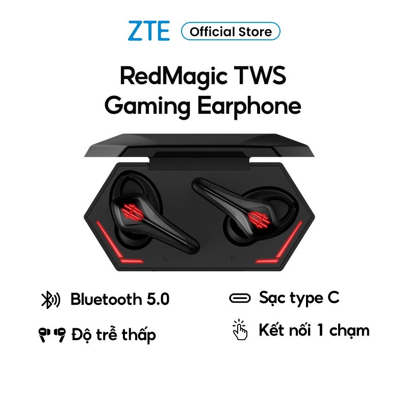 Tai nghe Bluetooth ZTE Nubia RedMagic Gaming Earphone 39ms - Bluetooth 5.0 Sạc type C - Chính hãng