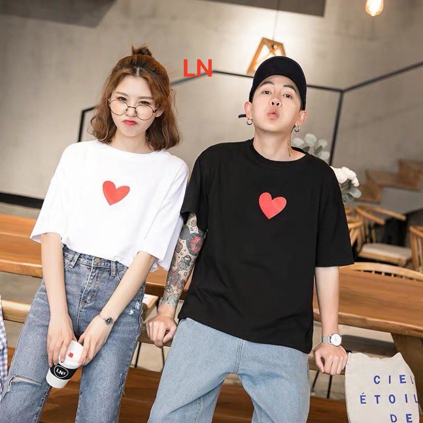 Áo đôi cotton họa tiết tim