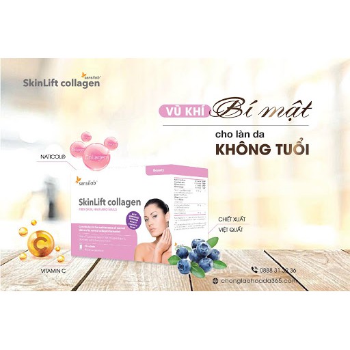 Skinlift Collagen Giúp đẹp da chống lão hóa ngăn nếp nhăn trên da giúp da mịn màng săn chắc Hộp 15 gói