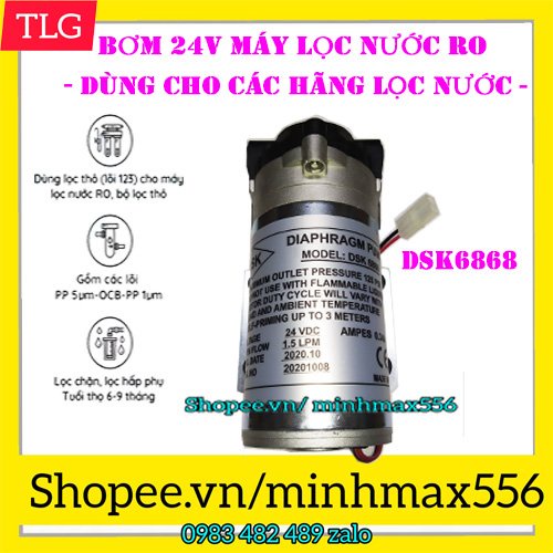 Bơm tăng áp 24v Grand Forest GFP50 hoặc Model SZ-368, Hút đẩy siêu khỏe dành cho máy lọc nước RO