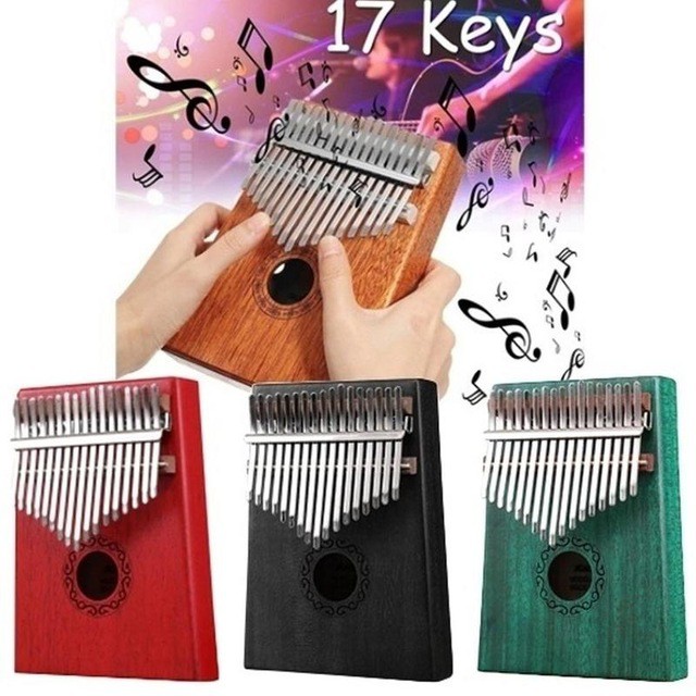 Đàn kalimba 17 phím giá rẻ hoa văn Hy Lạp 2 màu sắc Mahogany và Xanh của biển cả GT-788