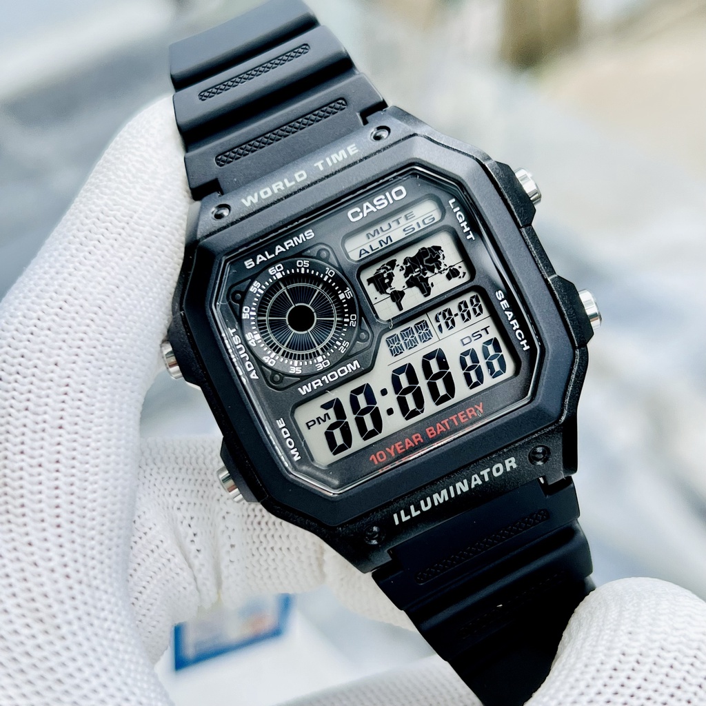 Đồng hồ điện tử nam dây nhựa Casio AE1200WH 1A