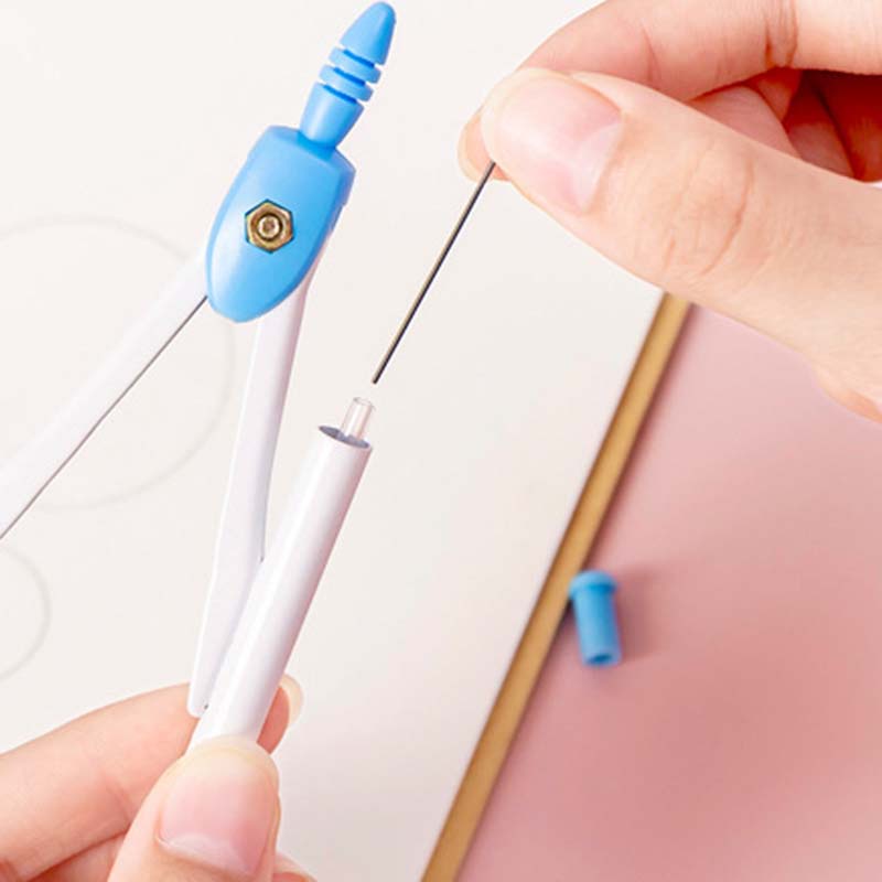 Compa học sinh Lyanwn cute vẽ kỹ thuật, bộ compa kèm ngòi chì thiết kế đen trắng