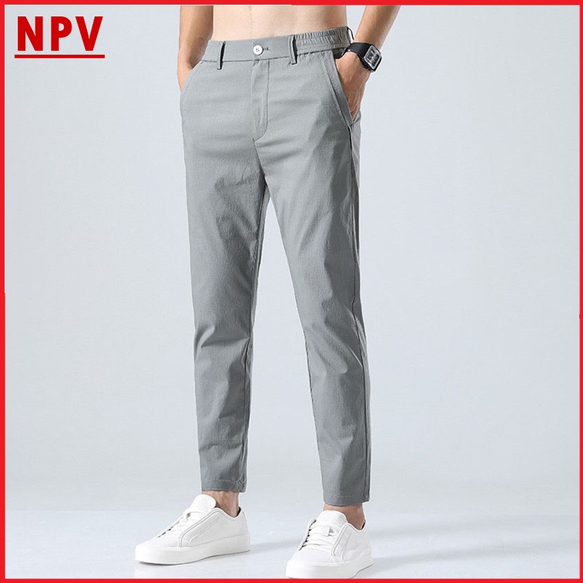 Quần đũi dài nam NPV ống côn cạp chun dây rút - Quần tây nam dáng xuông trẻ trung chất đũi thoáng khí | BigBuy360 - bigbuy360.vn