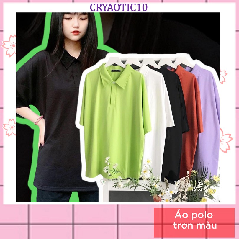 Áo polo có cổ basic trơn màu unisex