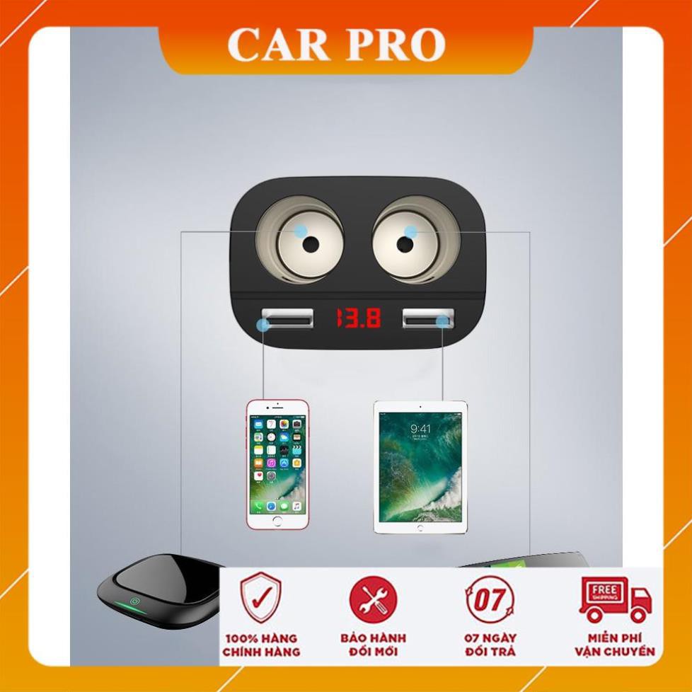 Bộ chia tẩu sạc xe hơi sạc nhanh 2 tẩu và 2 cổng USB hàng xịn - CAR PRO