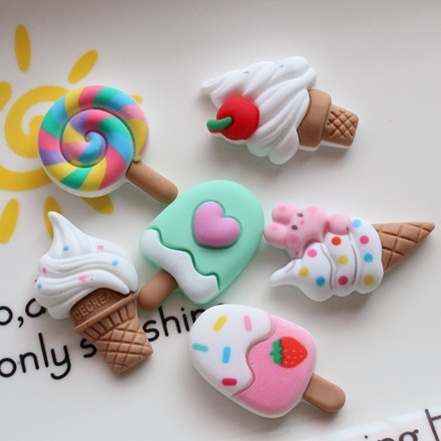 Set 10 Phụ Kiện Kẹp Tóc Hình Que Kem/Bánh Kẹo Bằng Resin Nhiều Màu Dễ Thương diy