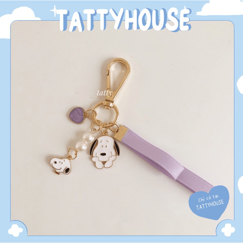 Móc khóa hình Snoopy dây tím dễ thương - móc treo cặp sách, túi, ví | Tattyhouse |